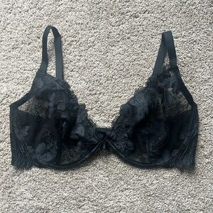 Victoria secret unlined plunge black floral mesh bra